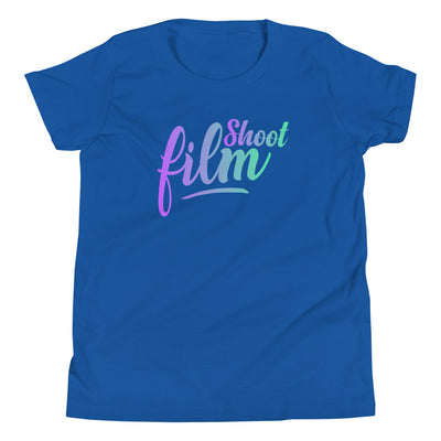 Shoot Film Color Cursive Youth Short Sleeve T-Shirt